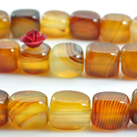 YesBeads 15 inches of Banded Agate smooth nugget beads in 6-7mm