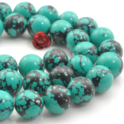 YesBeads Green Turquoise smooth round Synthetic beads wholesale jewelry making 15"