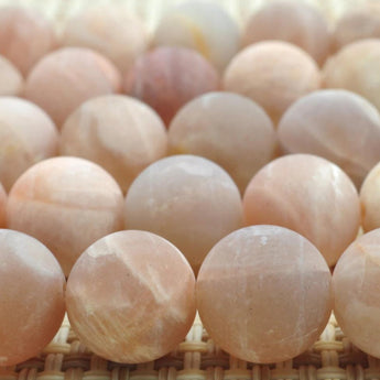 37 pcs of Natural Sunstone matte round beads in 10mm