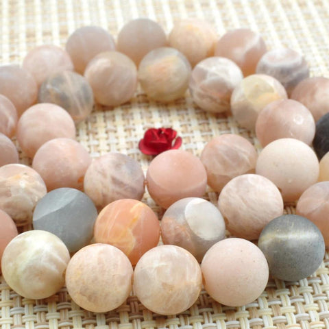 37 pcs of Natural Sunstone matte round beads in 10mm