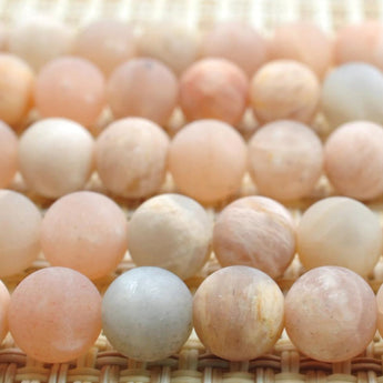 YesBeads Natural Sunstone matte round loose beads wholesale gemstone jewelry making15"