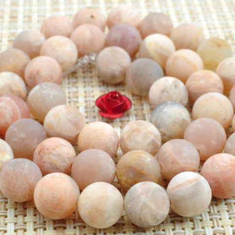 47 pcs of Natural Sunstone matte round beads in 8mm
