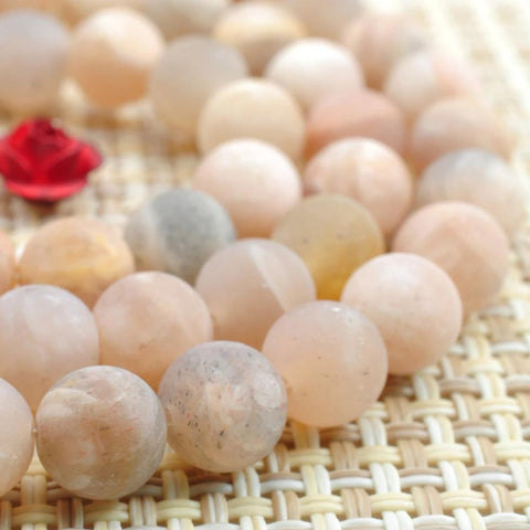 YesBeads Natural Sunstone matte round loose beads wholesale gemstone jewelry making15"