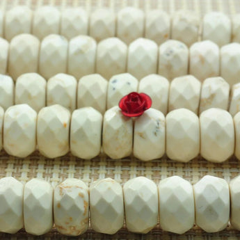 51 pcs of  Natural white Turquoise faceted rondelle beads in 8x12mm