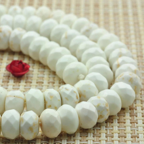 74 pcs of  Natural white Turquoise faceted rondelle beads in 5x8mm