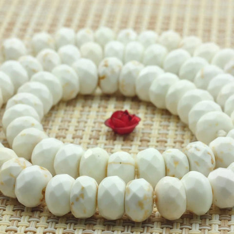 74 pcs of  Natural white Turquoise faceted rondelle beads in 5x8mm