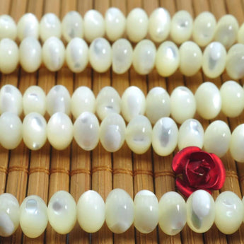 Natural White Mother of Pearl Shell MOP smooth rondelle beads wholesale gemstone shell jewelry making stuff