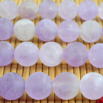 31 pcs of Natural Amethyst matte round beads in 12mm