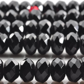 Black Onyx faceted rondelle beads wholesale gemstone jewelry making bracelet necklace diy stuff