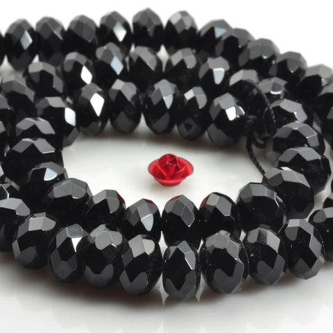 Black Onyx faceted rondelle beads wholesale gemstone jewelry making bracelet necklace diy stuff