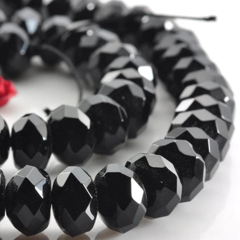 Black Onyx faceted rondelle beads wholesale gemstone jewelry making bracelet necklace diy stuff