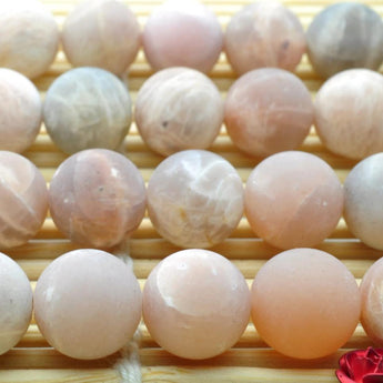 YesBeads Natural Sunstone matte round beads gemstone wholesale jewelry making stuff