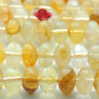 59 pcs of Citrine smooth rondelle beads in 6X10mm