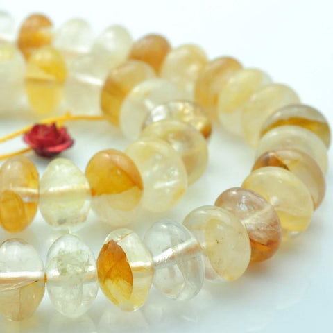 59 pcs of Citrine smooth rondelle beads in 6X10mm
