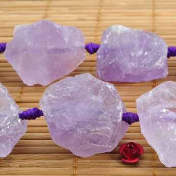 YesBeads 15 inches Natural Amethyst Raw Rough Nugget Chunks  beads in 16-25mm Width x 22-28mm Length