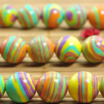 38 pcs of  Synthetic Malachite smooth round beads in 10mm