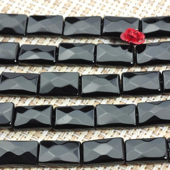 64 faces''---32 pcs of Black Onyx faceted rectangle beads in 8X12mm