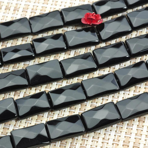 64 faces''---32 pcs of Black Onyx faceted rectangle beads in 8X12mm
