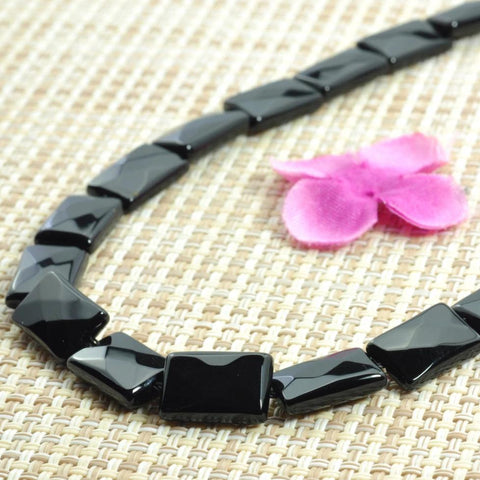 64 faces''---32 pcs of Black Onyx faceted rectangle beads in 8X12mm