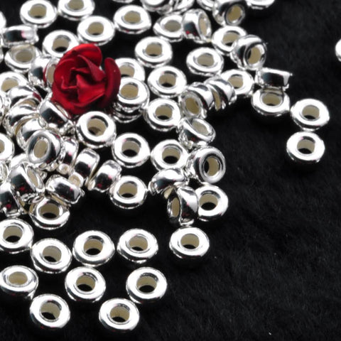 YesBeads 925 Sterling silver wheel spacer smooth beads wholesale handmade jewelry wholesale findings