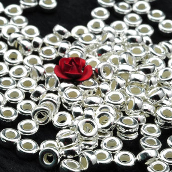 YesBeads 925 Sterling silver wheel spacer smooth beads wholesale handmade jewelry wholesale findings