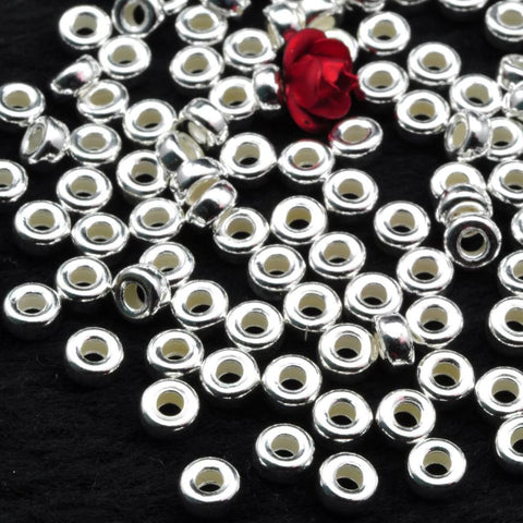 YesBeads 925 Sterling silver wheel spacer smooth beads wholesale handmade jewelry wholesale findings