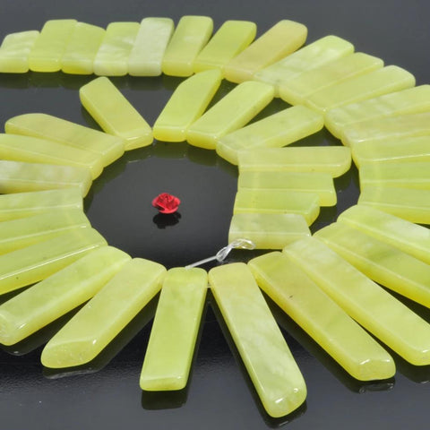 YesBeads 15.5 inches Natural  Lemon Jade，Dagger gemstone,raw mineral drusy rock,Slabs Slices smooth beads in 10-12mm wide X 23-50mm length