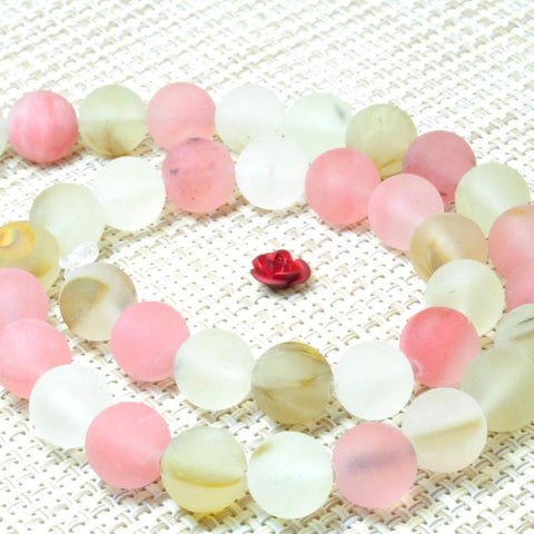 YesBeads Natural Cherry Quartz matte round loose beads wholesale gemstone jewelry making 15"