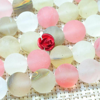 YesBeads Natural Cherry Quartz matte round loose beads wholesale gemstone jewelry making 15"