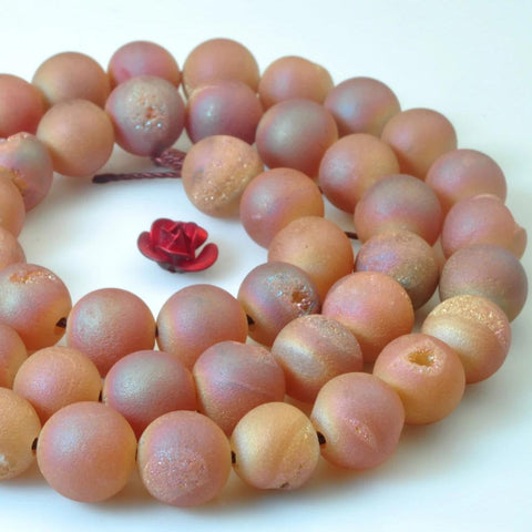 48 pcs of Titanium Coated Agate matte round beads in 8mm