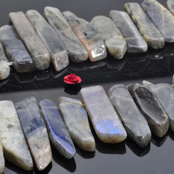 YesBeads 15.5 inches Natural Labradorite，Dagger gemstone,raw mineral drusy rock,Slabs Slices beads in 8-10mm wide X 23-48mm length