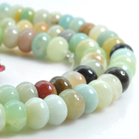 YesBeads 15 inches of Natural Amazonite smooth rondelle beads in  4x6mm