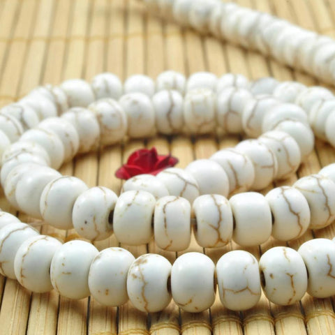 YesBeads 15 inches of White Turquoise smooth rondelle beads in 4X6mm