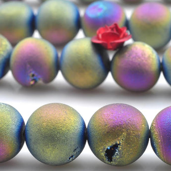 31 pcs of Titanium Coated Agate,matte round beads in 12mm