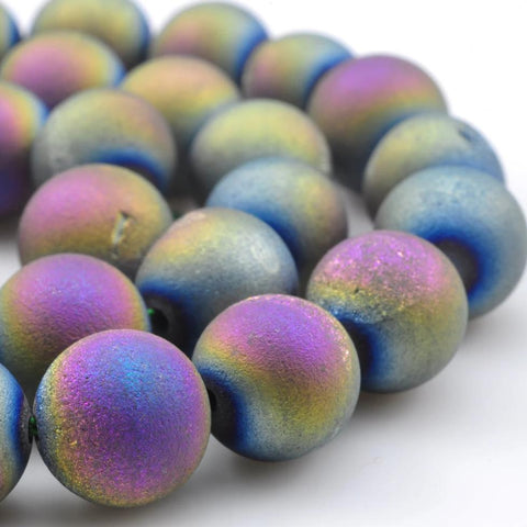 31 pcs of Titanium Coated Agate,matte round beads in 12mm