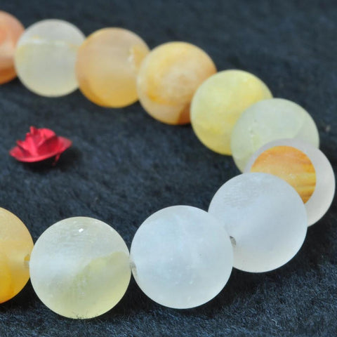 YesBeads Natural Citrine yellow crystal matte round beads wholesale gemstone jewelry 6mm-12mm 15"