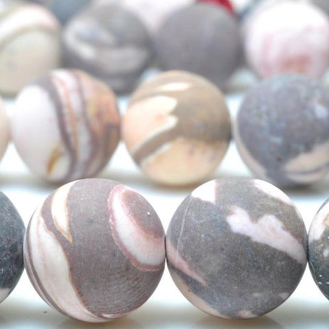 37 pcs of Natural Europe Zebra Stone，Rainbow stone，Brown Zebra Jasper matte round beads in 10mm