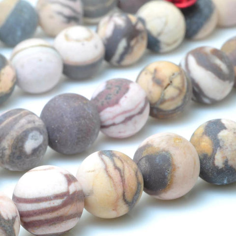 37 pcs of Natural Europe Zebra Stone，Rainbow stone，Brown Zebra Jasper matte round beads in 10mm