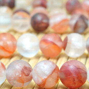 47 pcs of  Natural Red Quartz, crystal matte round beads in 8mm