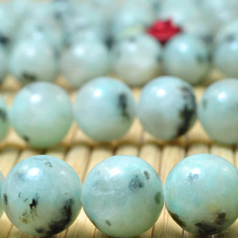 47 pcs of Natural Sesame Jasper ,Kiwi Jasper, DIY handmade jewelry,Jasper smooth round beads in 8mm