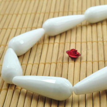 YesBeads 13 pcs of Ceramic faceted  teardrop beads in 10x30mm