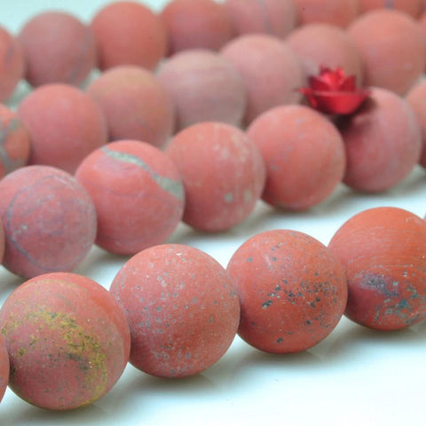 37 pcs of Natural  Red Jasper matte round beads in 10mm