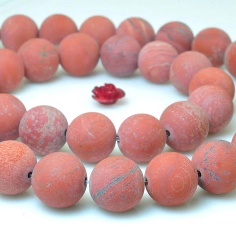 37 pcs of Natural  Red Jasper matte round beads in 10mm