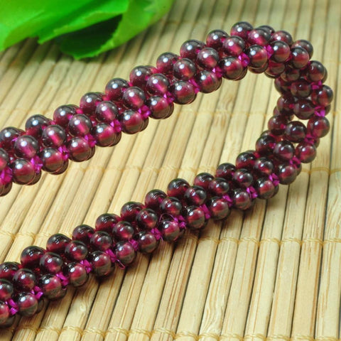 Natural Red Garnet smooth  Elastic string Bracelets beads in 3.5 mm