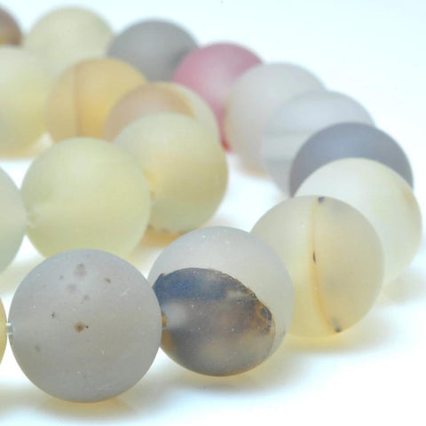 38 pcs of Natural Grey Agate matte round beads in 10mm