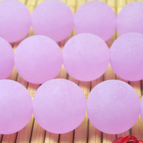 YesBeads 32 pcs of Natural Dyed Purple Jade matte round beads in 12mm