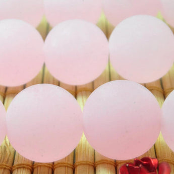 YesBeads 32 pcs of Natural Dyed Pink Jade matte round beads in 12mm