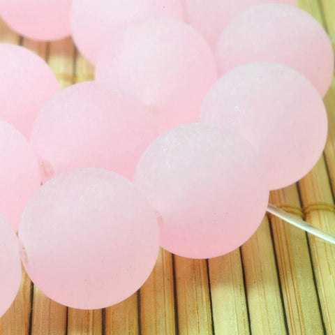47 pcs of Pink Jade matte round beads in 8mm