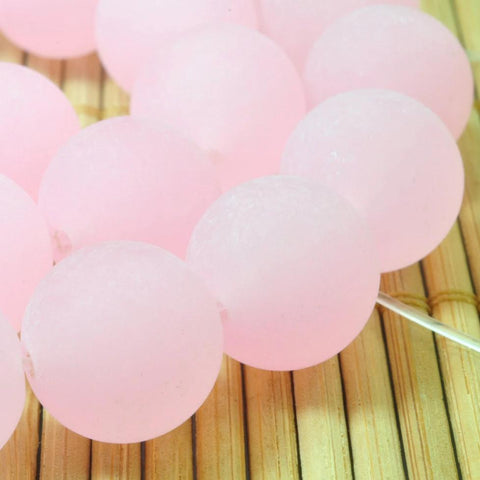 YesBeads 32 pcs of Natural Dyed Pink Jade matte round beads in 12mm