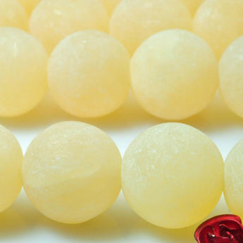 YesBeads Natural Yellow Jade matte loose round beads gemstone wholesale jewelry making bracelet design 15''